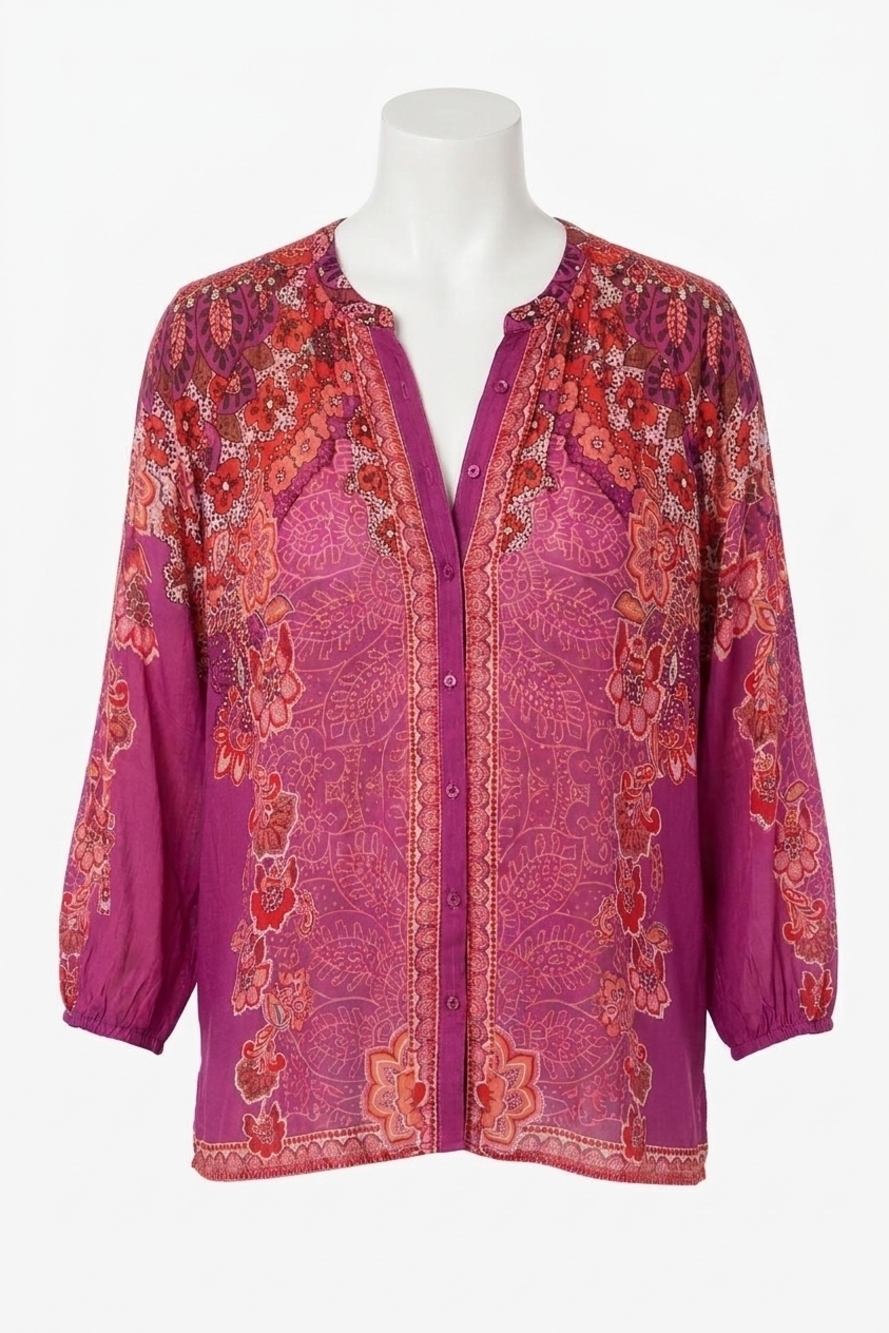 NEW JOHNNY WAS franceen shirt in lantana scarf